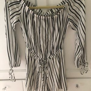 Striped Off the Shoulder Romper